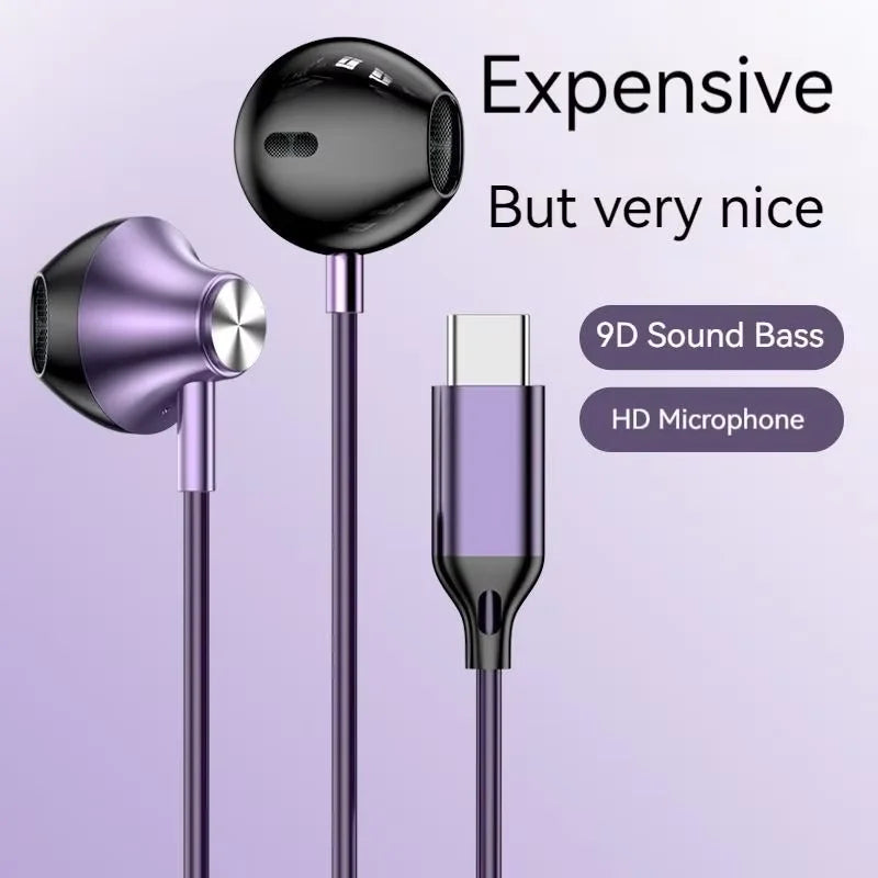 #9d Stereo Type C&3.5mm Gamers Headsets Wired Earphones In-Ear