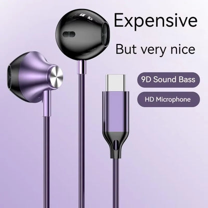 #9d Stereo Type C&3.5mm Gamers Headsets Wired Earphones In-Ear
