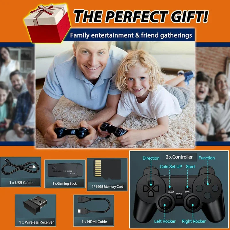 Retro TV Game Stick with 2 Wireless Controllers