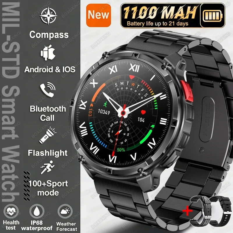 2026 New T-Rex3 Ultra Military Smart Watch 1100mAh Battery GPS Path IP68 Waterproof Sports Tracker Outdoors Compass Smartwatch