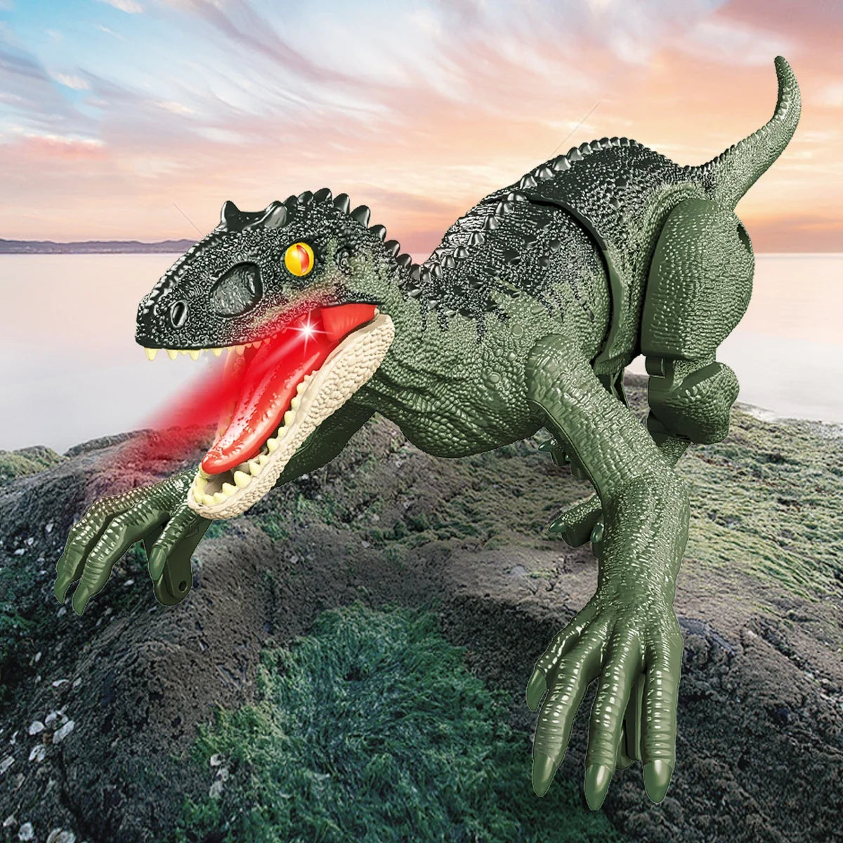 2.4GHz Remote Control Dinosaur Toys, Walking Robots Model with Lights and Sound for Kids Gifts