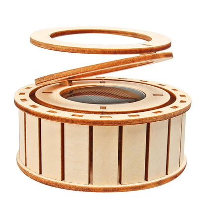 DIY Solar-Powered Double-Ring Rotating Toy Kids Fun Tech Handmade STEM Science Experiment Wooden Assembly Educational Gift