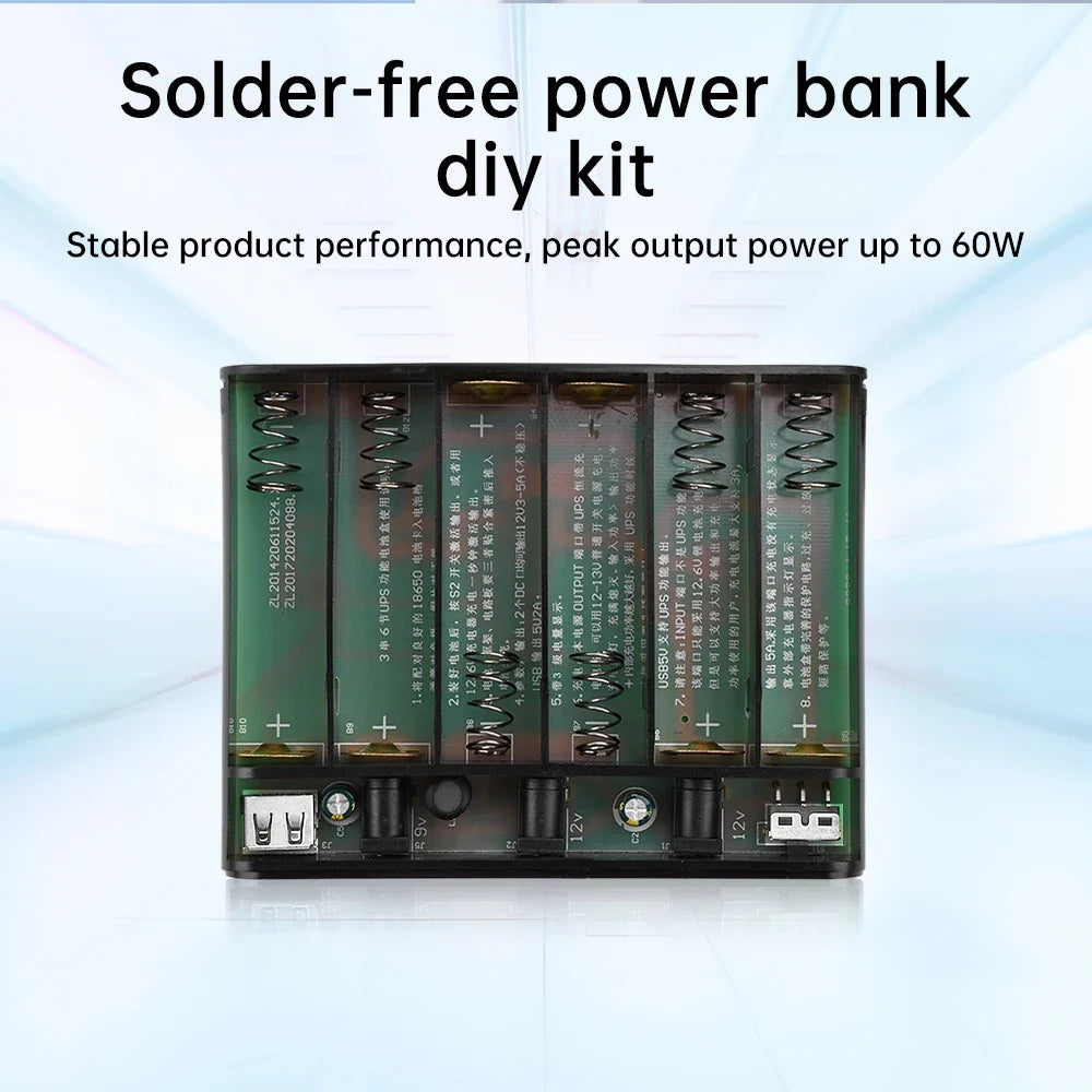 DC UPS 5V 9V 12V Output 6x 18650 Battery  Uninterrupted Power Supply DIY Power Bank Box for House Router Cellphone Tablet Modem