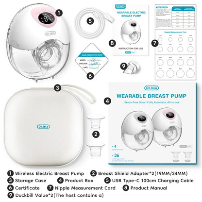 MAMIJOY Wearable Electric Breast Pump 4 Modes 36 Suction Levels Hands Free Breast Pumps Milk Collector with 19/24mm Flange EB50