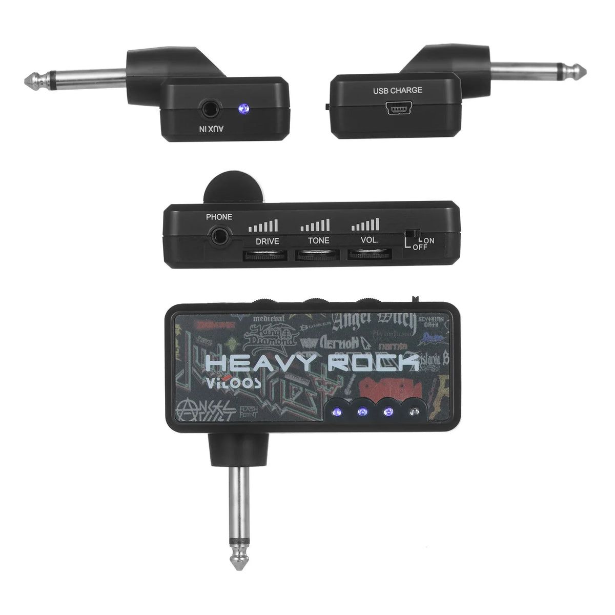VITOOS Electric Guitar Plug Mini Headphone Amp Amplifier Heavy Rock Compact Portable