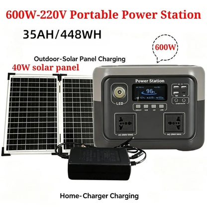 New 800W Portable Power Station 600W/800W 589WH Solar Generator Backup Power Bank for Outdoor Camping, Home Emergency, RV Travel