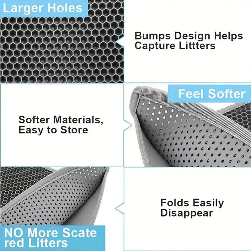 Double-Layer Cat Litter Trapping Mat with Non-Slip Base