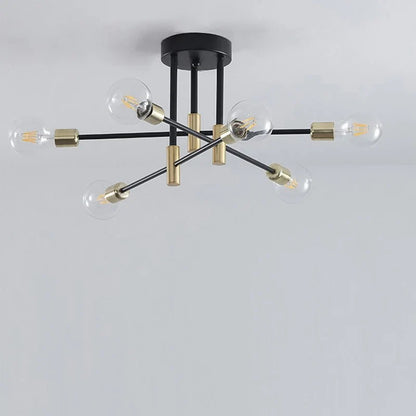 Retro Industrial Wrought Iron Ceiling Chandeliers LED Ceiling Lamp Home Luminaire Modern Living Room Lamps E27 Decoration Lights