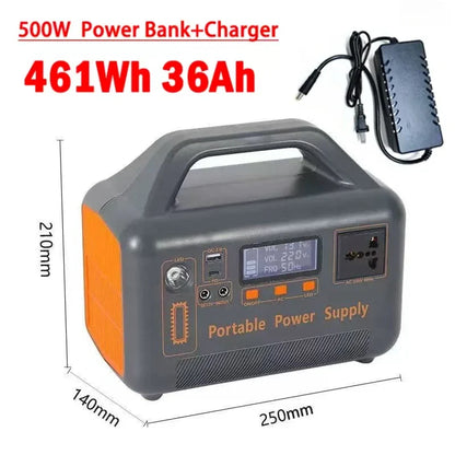 New 500W Portable Power Station Solar Generator 461Wh LiFePo4 Battery 220V Energy Power Plant for Camping RV Emergency Travel