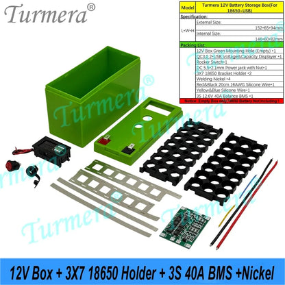 18650 Battery Box Holder 40A BMS with Voltage Capacity Displayer Rechargeable USB Power Bank Battery case Mobile Phone Charger