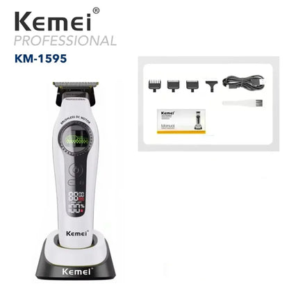 Kemei 1593 Barber Professional Hair Clipper Rechargeable Trimmer Electric Hair Cutting Machine External Rotor Brushless Motor