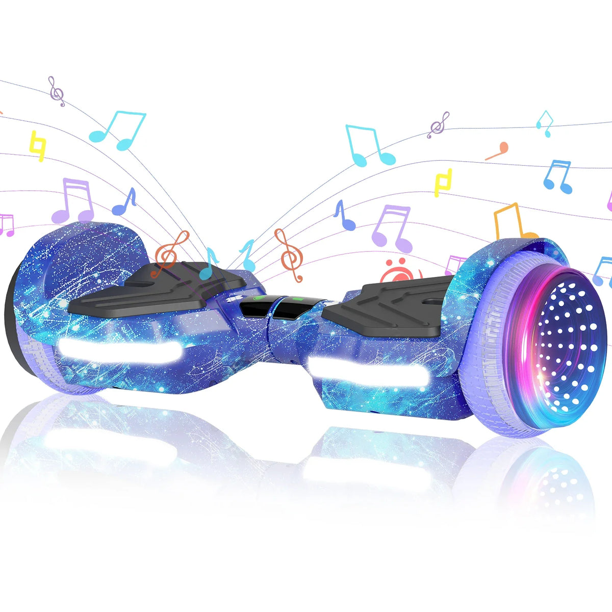 Commugo Electric Scooter All Terrain Self-Balancing Scooter with Bluetooth Speaker and LED Lights, 300W X 2 Hoverboard 7.5mph for kids adults