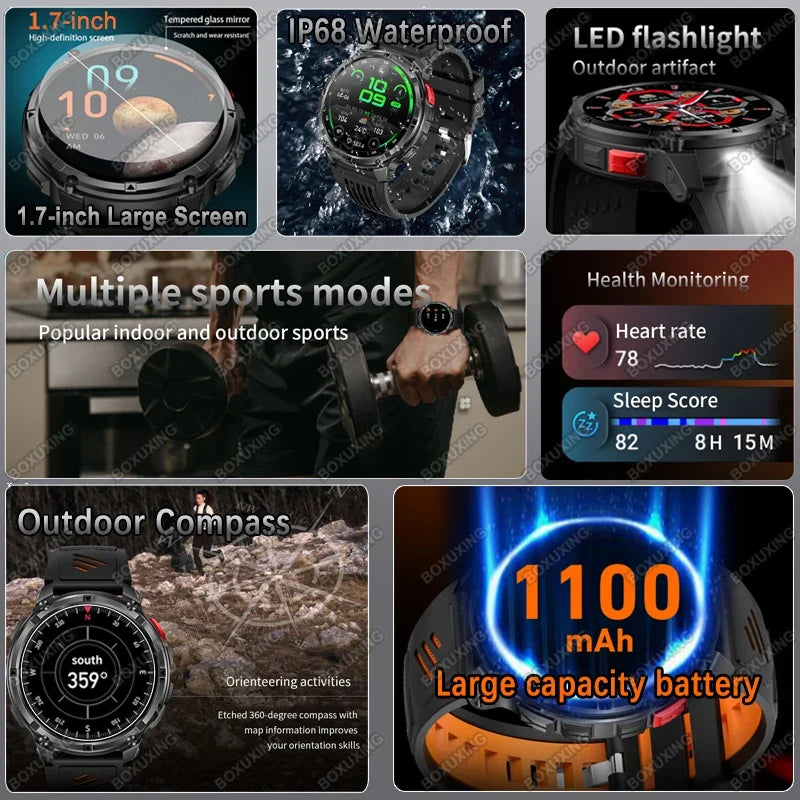 2026 New T-Rex3 Ultra Military Smart Watch 1100mAh Battery GPS Path IP68 Waterproof Sports Tracker Outdoors Compass Smartwatch