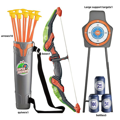Bow and Arrow Set for Kids, LED Light Archery Playset, 10 Suction Cup Arrows, Big Support Dartboard, Birthday Gifts for Boys