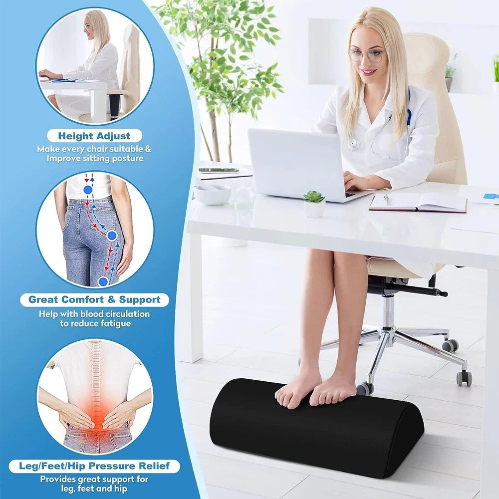 Foot Rest for Under Desk, Soft Foam Office Accessory with Washable Cover, Foot Stool for Car Home Office, Relieves Leg & Ankle