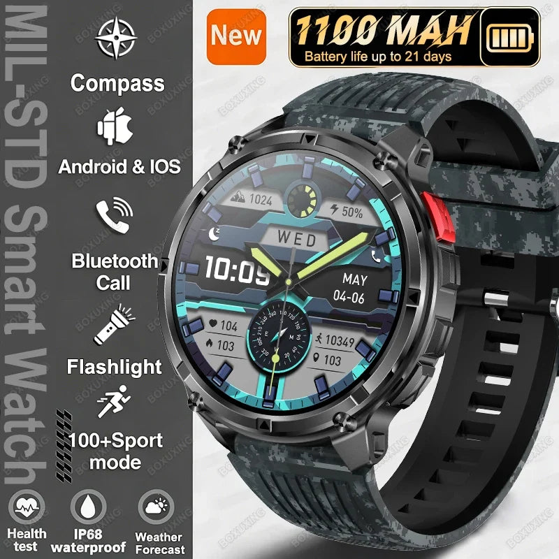 2026 New T-Rex3 Ultra Military Smart Watch 1100mAh Battery GPS Path IP68 Waterproof Sports Tracker Outdoors Compass Smartwatch