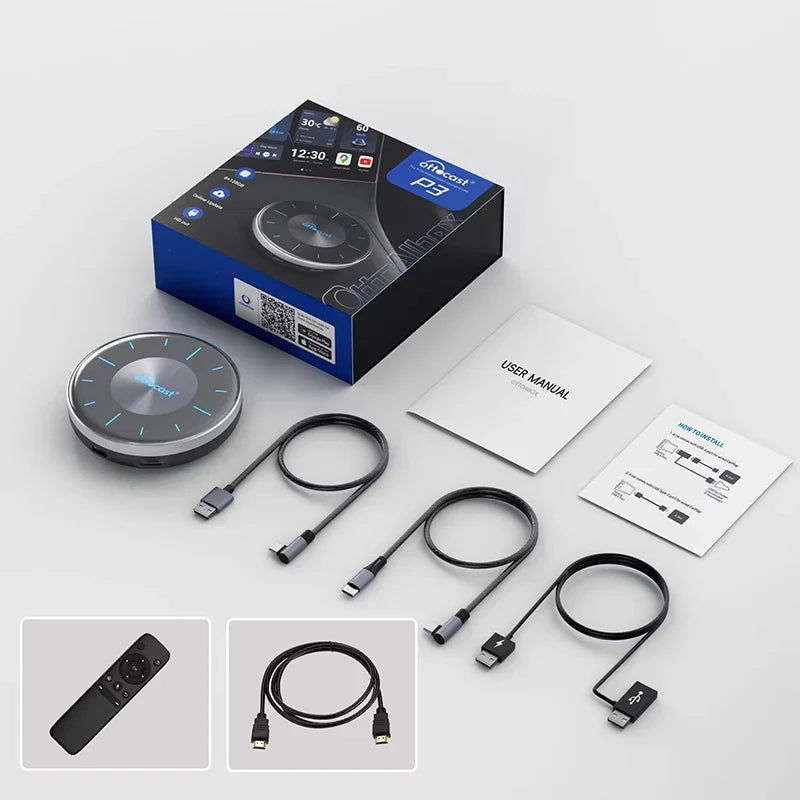 OTTOCAST P3 OttoAibox CarPlay AI Box Wireless Android Auto Smart TV Box Car Accessories for Benz Audi Kia Hyundai VW Toyota