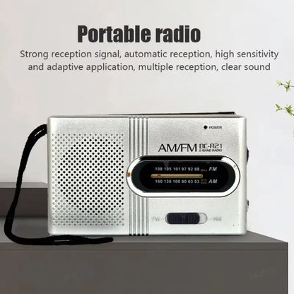 BC-R21/961/962 Mini Radio AM FM Battery Operated Portable Radio Best Reception Longest Lasting For Running Walking Home Soundbox