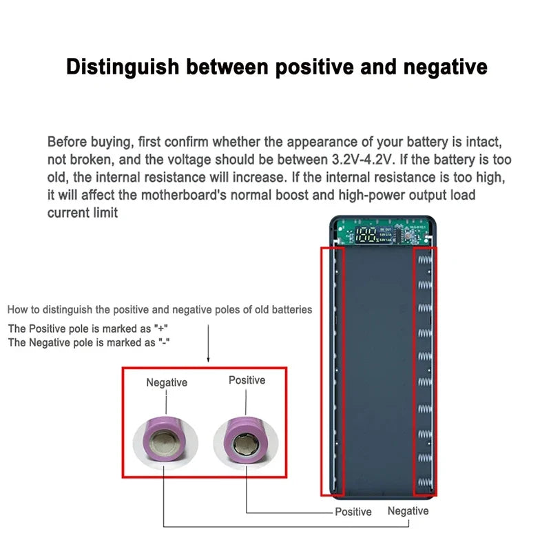8/10*18650 Power Bank Battery Box Holder Portable Dual USB Type C Charge Shell for iPhone Xiaomi Huawei 18650 Battery Cases