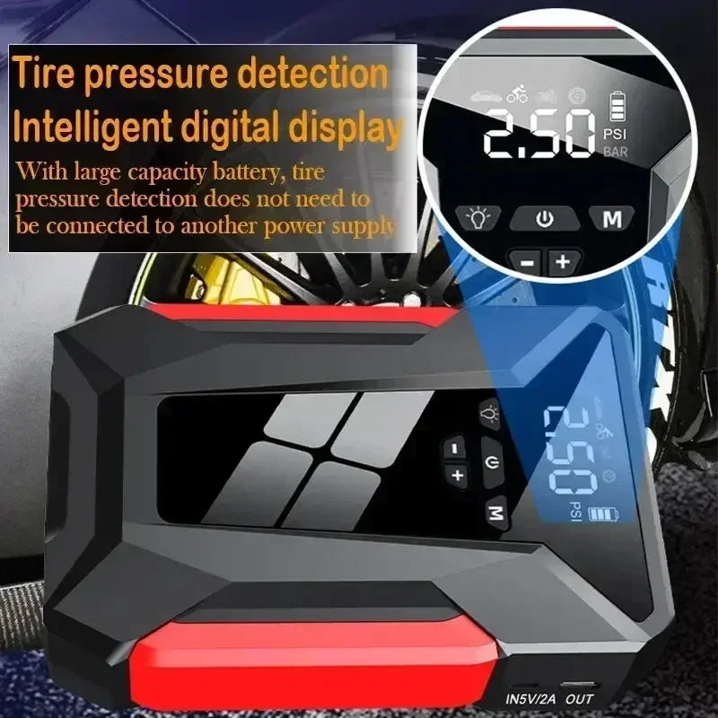 28000mAh Car Jump Starter Air Pump Multi-Function4In1 Air Compressor Power Bank Car Battery Starter Starting Auto Tyre Inflator