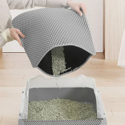 Double-Layer Cat Litter Trapping Mat with Non-Slip Base