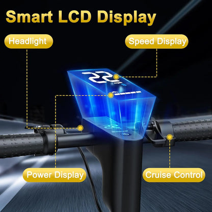 10" Adult Electric Scooter 500W Brushless Motor 22Mph Max Speed 28Miles Max Range Double Suspension & Dual Braking Waterproof Smart App Control for Commuting