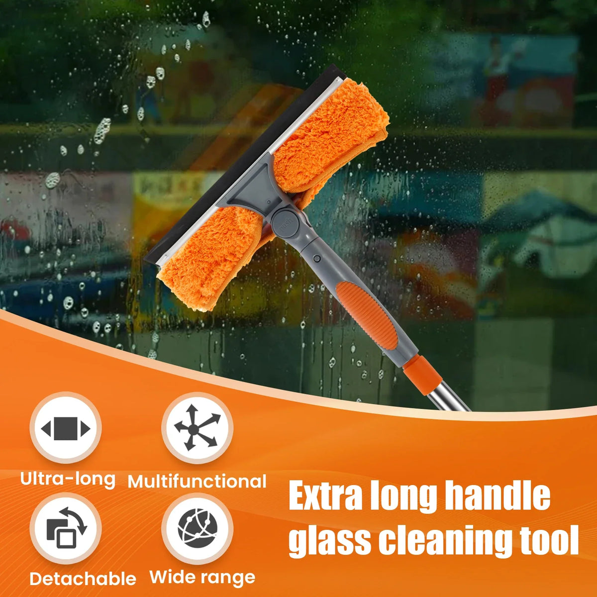 Extendable Window Cleaning Kit – 2-in-1 Glass Squeegee & Microfiber