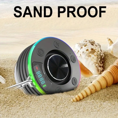 Portable Mini Bluetooth 5.3 Wireless Speaker, Powerful Suction Cup Design With RGB Ambient Light, TWS Stereo Pairing, TF Card & FM Radio Supported For Outdoor Shower Use