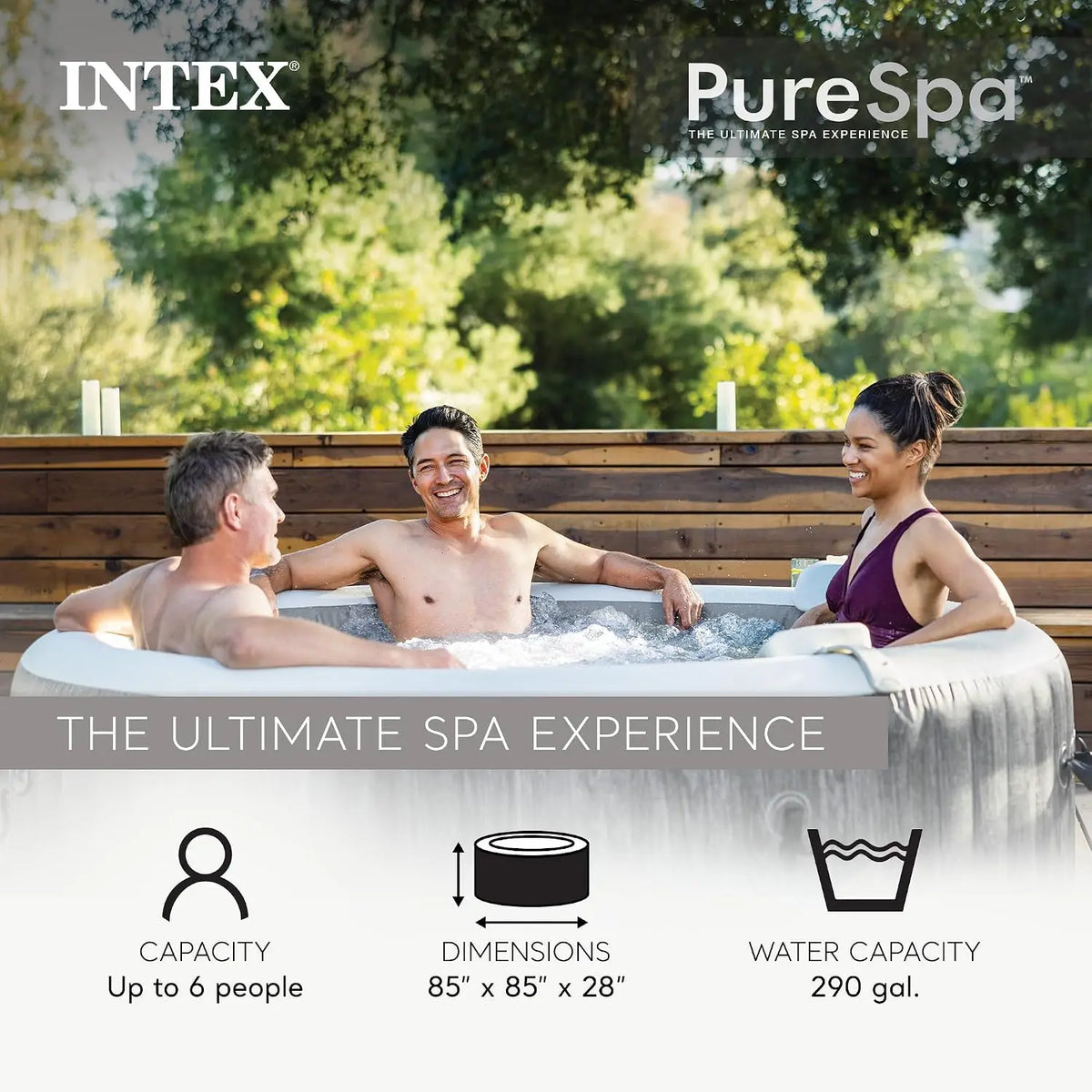 28441EH PureSpa Greywood Deluxe Spa Set: Includes Energy Efficient Spa Cover - 170 Bubble Jets - Round Design - 6, Custom