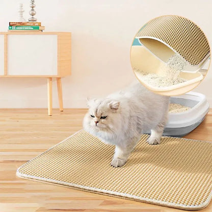 Double-Layer Cat Litter Trapping Mat with Non-Slip Base