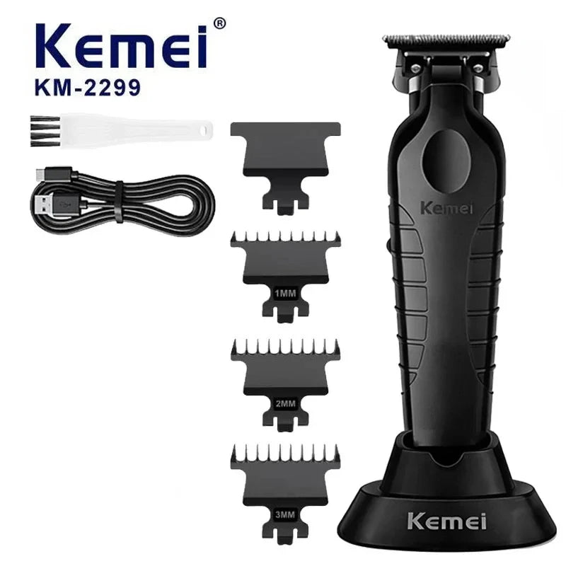Kemei Electric Cordless Hair Trimmer KM-2299 with Base Electric Oil Head Thruster Carving Clippers Finish Hair Cutting Machine