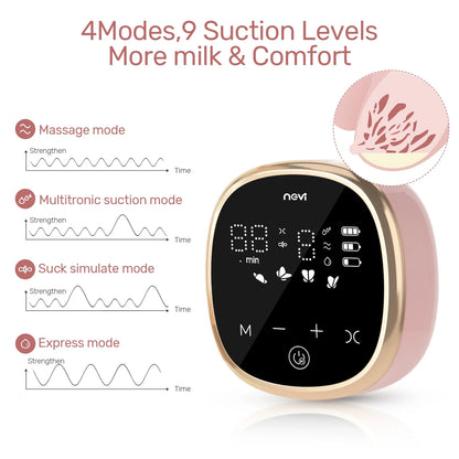 NCVI Double Electric Breast Pump, Portable Breast Pump Electric with 4 Modes 9 Levels,LED Display, 10pcs Breastmilk Storage Bags