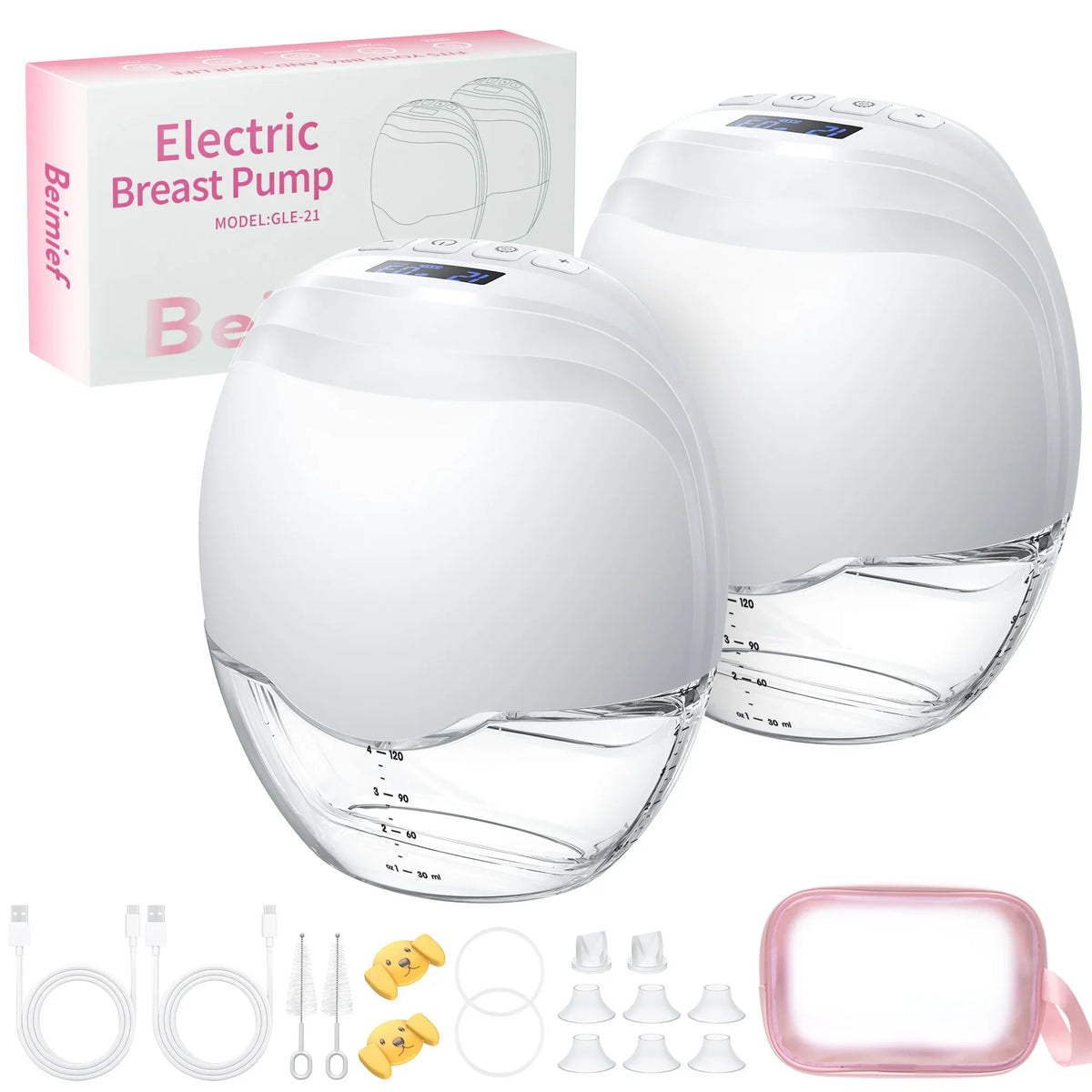 Wearable Breast Pump, Hands-Free, with Longer Battery Life & LED Display, Leakproof Design, Portable Electric Breast Pump with 3 Modes & 12 Levels & Low Noise, Portable Breastfeeding Device with Carrying Case.
