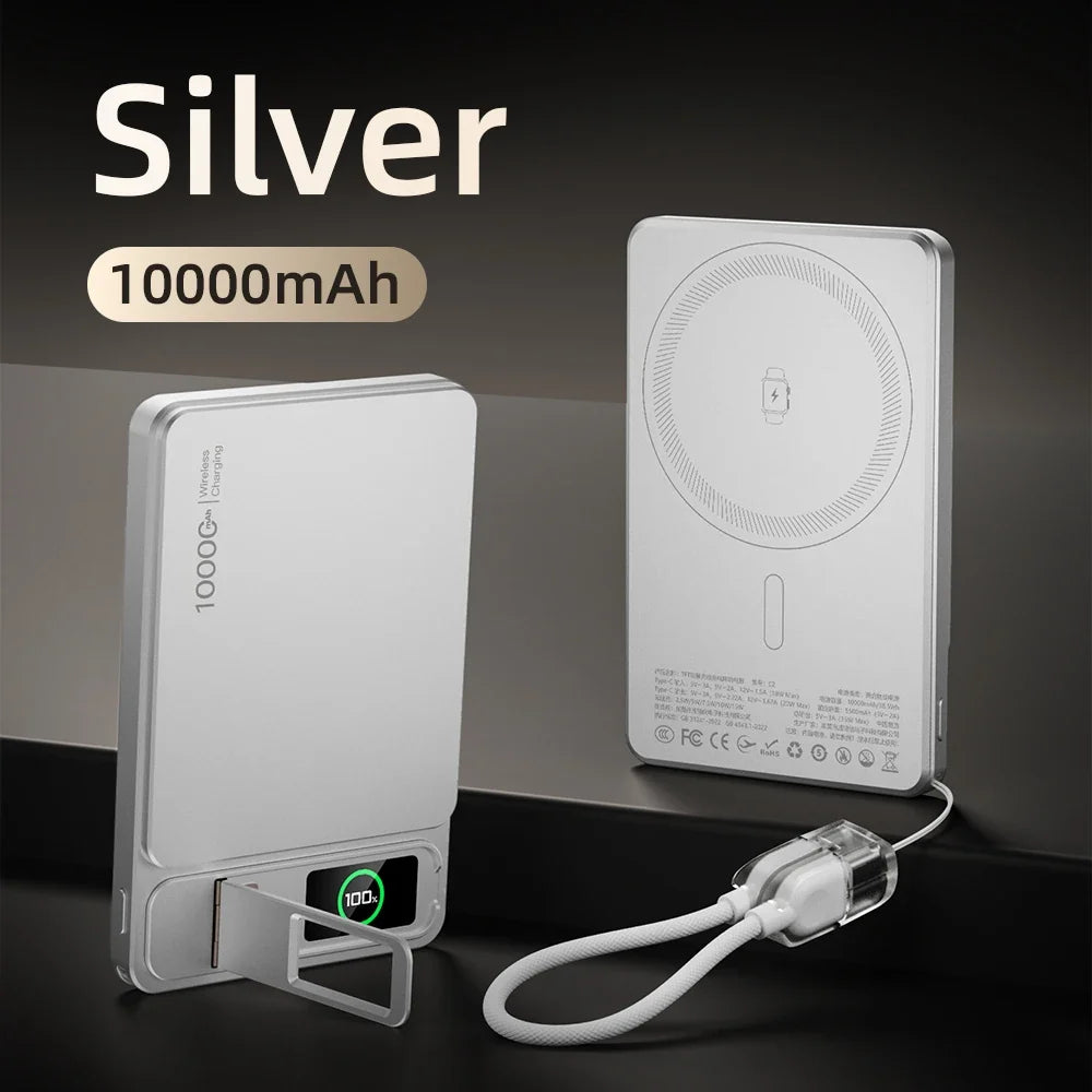 CCC 10000mAh Slim Original Power Bank For MagSafe,Magnetic Wireless 20W Fast Charging Portable Battery For iPhone 12-17 iWatch