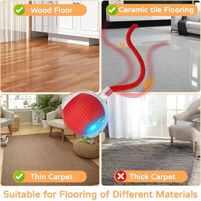 iLMH Cat Interactive Ball Toy Automatic Rolling Ball Faux Tail Rechargeable Smart Pet Electric Toy Pet Training Imitate Mouse