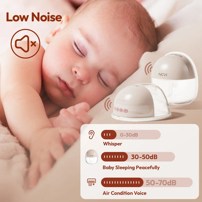 NCVI 2Pcs Pink Wearable Breast Pump Hands-Free 4 Modes 9 Levels Adjustable Suction LCD Display Low Noise 180min Battery 19-24mm Flanges BPA-Free Leakproof