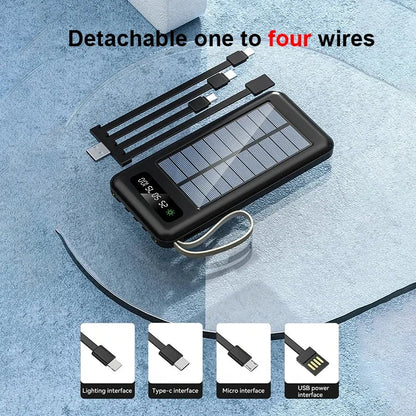 2026NEW Lenovo 200000mAh Large Capacity 4In1 Solar Power Bank Fast Charging Mobile Powerbank Portable External Battery ForiPhone