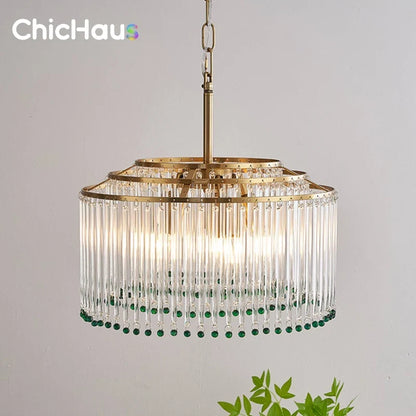 Luxury American Retro Ceiling Crystal Pendant Lights Living Dining Room Lighting Decor Chandelier Indoor Hanging Lights Fixture