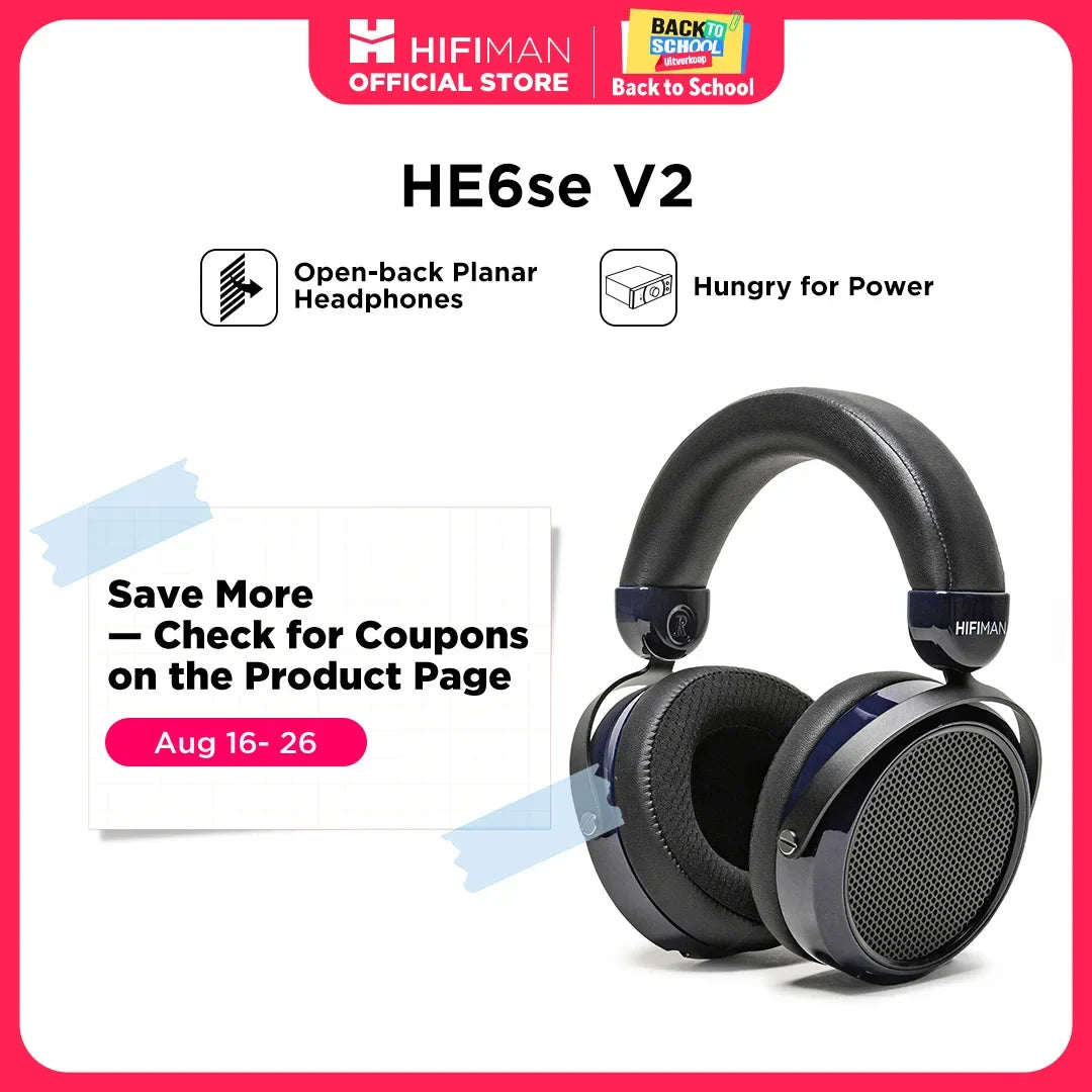 HIFIMAN HE6se Full-Size Over Ear Planar Magnetic Audiophile Headphones