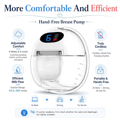 Wearable Breast Pump Hands Free Electric Wearable Breast Pumps Slient BPA-free Breastfeeding Milk Collector Wearable Breast Pump