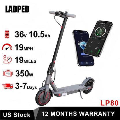 LADPED LP80 Electric Scooter 19mph Speed Shock-Absorbing Anti-Skid 8.5-Inch Folding Waterproof Scooter for Urban Commuting