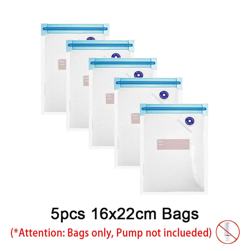 Reusable Vacuum Food Storage Zipper Bags Set Electric Handheld Vacuum Sealer Pump Sous Vide Bags USB Rechargeable BPA Free