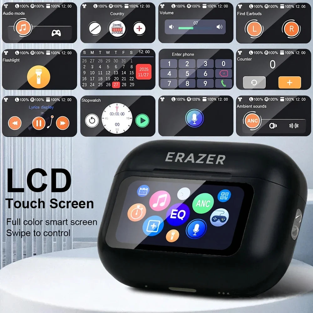 Choice ERAZER Airs Pro Wireless Bluetooth Earphones Touch Screen Headphones HiFi Stereo Sound Earbuds Gaming Headsets HD Call