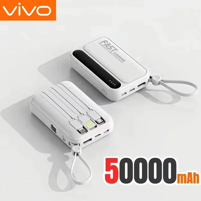 VIVO 500000mAh Power Bank Built in 4 Lines Large Capacity Super Fast Charging Portable External Battery for All Phones 2026 NEW