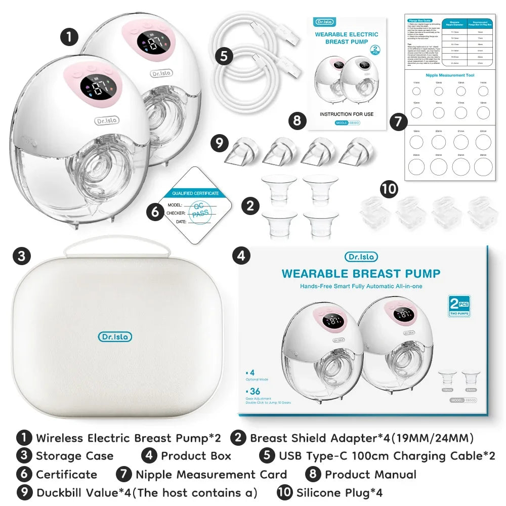 MAMIJOY 2Pcs Wearable Breast Pump Super Silent Hands Free Electric Breast Pump Comfort Milk Collector for Breastfeeding BPA Free