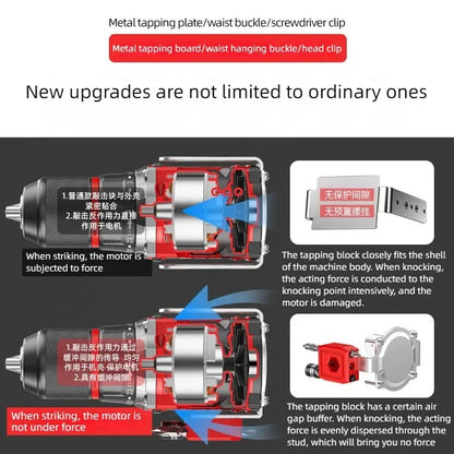 Brushless Electric Drill Tapping Cordless Impact Drill Metal Ratchet Chuck Electric Hand Drill Household Electric Screwdriver