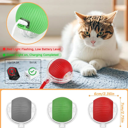iLMH Cat Interactive Ball Toy Automatic Rolling Ball Faux Tail Rechargeable Smart Pet Electric Toy Pet Training Imitate Mouse
