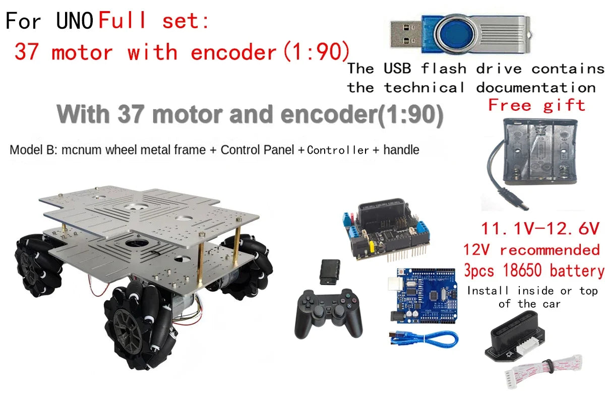 10-20Kg Load 330+240mm Big Plate 4WD Mecanum Wheel Robot Car with 12V Motor for Arduino ROS Robot Arm Chassis DIY Kit Toy Parts