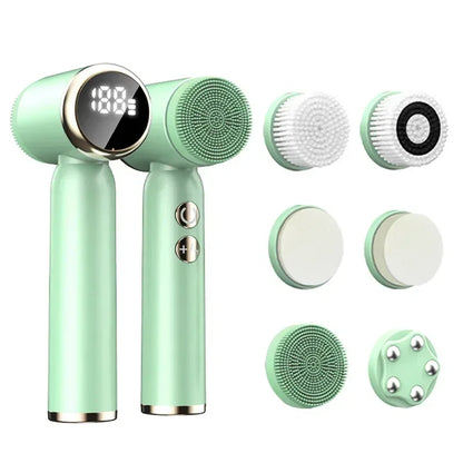 IPX6 Waterproof Electric Cleansing Brush 6 In1 Sonic Rotating Deep Cleansing Brush Remove Acne Pore Skin Rejuvenation Beauty