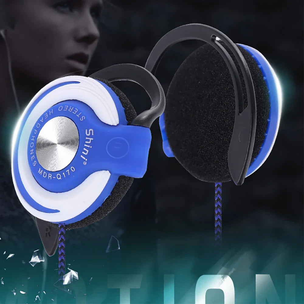 Q170 Universal 3.5mm Wired Headphones HIFI Heavy Bass Headset Over-ear Adjustable Ear Hook Earphones Music Earphone